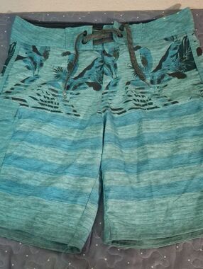 Ocean Current Men's Teal Striped Drawstring Swim/Board Shorts size 32